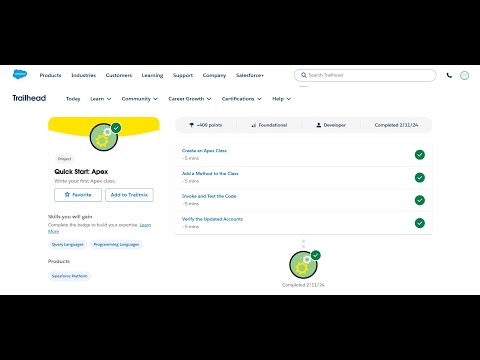 Invoke and Test the Code | Quick Start: Apex | Salseforce Trailhead