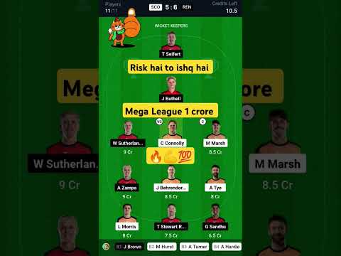 SCO vs REN Dream11 Prediction|Perth Scrochers vs Melbourne Renegades Dream11 26th T20 BBL Match