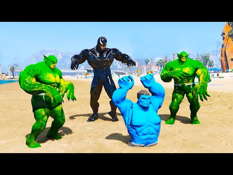 Spider-Hulk and Hulk-Deadpool to the Rescue Hulk from Venom and Abomination! 💪 #gta5