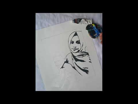 Acrylic portrait painting/STENCIL ART/black and white vector art