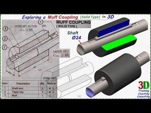 Muff Coupling 3D Design in SolidWorks, #3Dmodeling, #fusion360, #solidedge, #creo, #mechanical