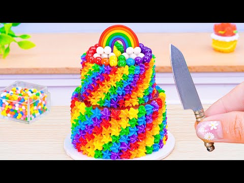 Beautiful Rainbow Buttercream Cake Decorating | Best Of Tiny Cake Decorating By Mini Cake