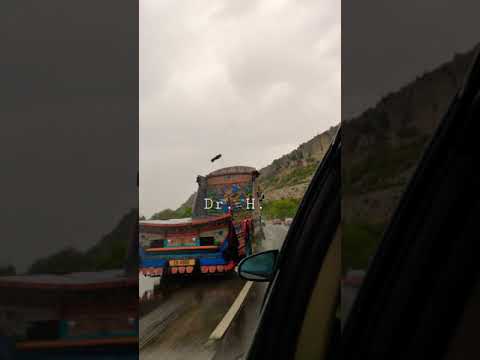 Driving on dangerous Salt Range Road on Islamabad Punjab Motorway Pakistan during Heavy Rain & Winds