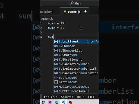 Sum of two number in Javascript #coding #shortsviral #shorts